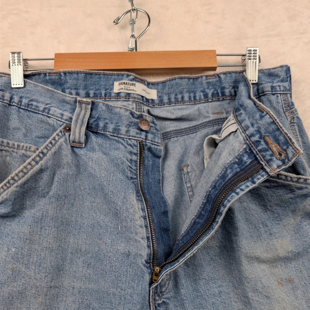 Signature Levi Strauss Carpenter Jeans Mens 36x30 Blue Workwear Relaxed Straight